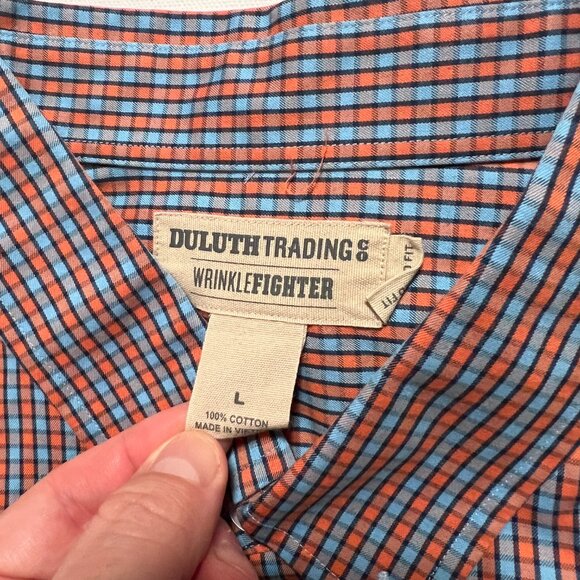 Duluth Trading Shirt Wrinkle Fighter Long Sleeve Button Down Men's size Large - Picture 6 of 7